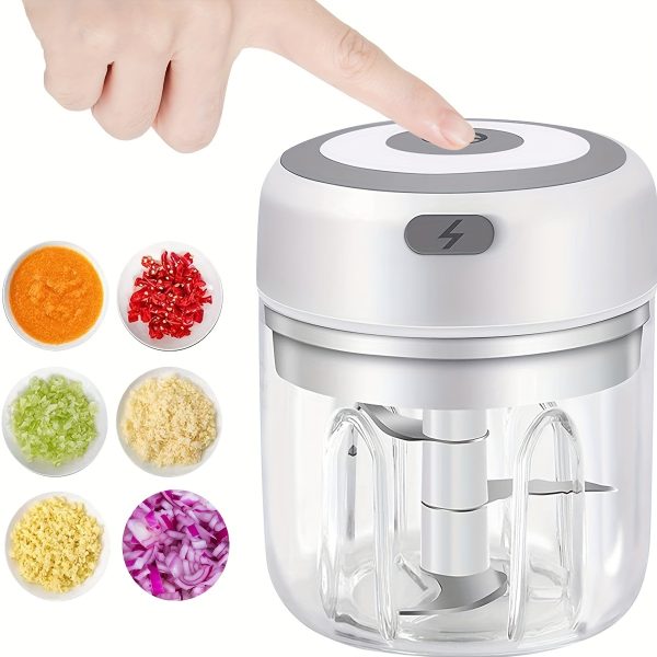 Electric Mini Food Processor Wireless Garlic Chopper Meat Vegetable Cutter Portable Cordless Mincer Food Slicer And Powerful Chopper For Chili Vegetable Nuts By KAUKKO, 250ml Green
