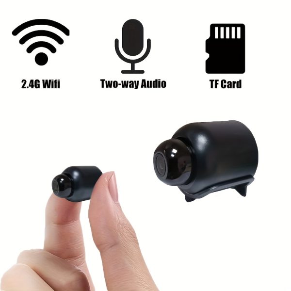 1pc YIIYRY Black Smart Camera - Compact CCTV with Night Vision, Wi-Fi Connectivity, Two-Way Audio, TF Card Slot - Ideal for Remote Monitoring & Portable Surveillance (Charger Not Included, TF Card Not Included), Audio Surveillance|Modern Camera|Lens Camera