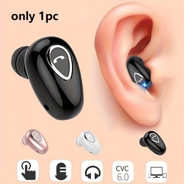 1pc Wireless Earphone Mini Invisible In-Ear Sports Earbuds With Microphone Stereo Headphones