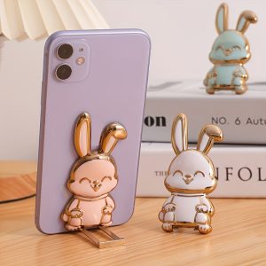 Cartoon Rabbit Mobile Phone Case Bracket Electroplated Rabbit Bracket Foldable Ultra-thin Mobile Phone Fixed Rack Desktop Tablet Rack