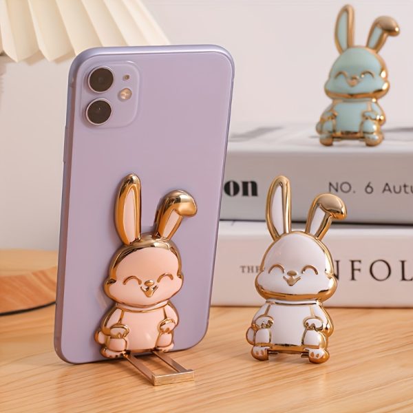 Cartoon Rabbit Mobile Phone Case Bracket Electroplated Rabbit Bracket Foldable Ultra-thin Mobile Phone Fixed Rack Desktop Tablet Rack