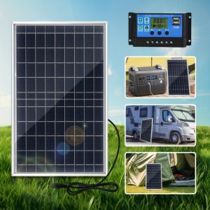 1pc 10W Polycrystalline Solar Panel Kit with DC 18V, 60A/80A/100A Controller, USB 5V Solar Charger for Power Banks, Camping, Hiking, Vehicles, Boats, Phones, Street Lighting, Surveillance, Pet Shelters - Solar Charging, Removable Photovoltaic Module, No Battery Included