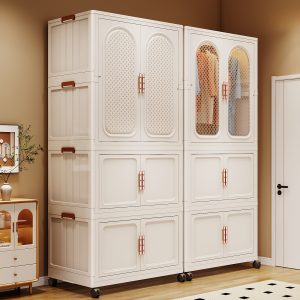 [1pc Portable Stackable Storage Trunk] Stackable Plastic Storage Trunks with Magnetic Closure, Rectangle Multipurpose Portable Wardrobe Organizer, Non-Waterproof, Under 3.2 Cubic Feet Capacity, Less Than 68.58 cm High, with Easy Assembly, for Bedroom, Closet, Laundry Room