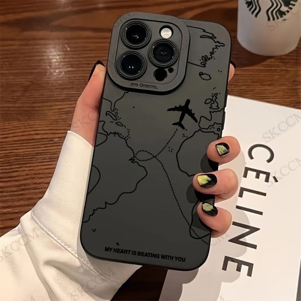Airplane Route TPU Anti-Fall Protective Mobile Phone Case, Suitable for Apple Iphone 16/15/14/13/12/11/Xr/Pro/Plus/Pro Max Protective Case