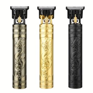 1-Set Professional Electric Hair Clipper Kit for Men - Dragon Design in Golden, Black, & Copper, Rechargeable 400mAh Lithium Battery, Ideal Father's Day Gift