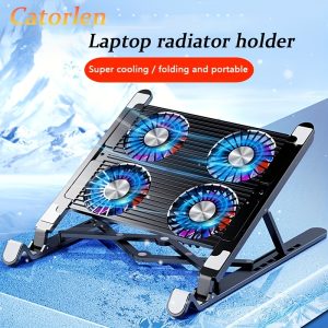 Foldable Laptop Cooler And Bracket For 11-17.3 Inch Laptop Desktop Cooling Pad Bracket, The Material Is Divided Into Plastic And Aluminum Alloy, Support Seven Height Adjustments Folding Portable Mute Design Stable Anti-slip