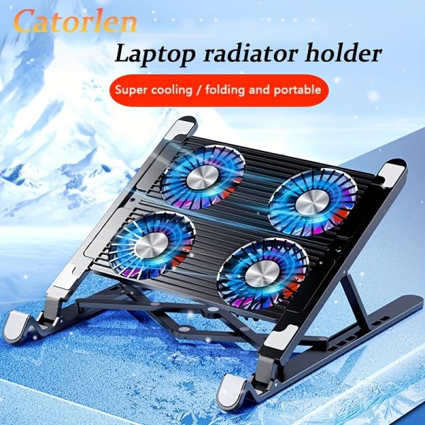 Foldable Laptop Cooler And Bracket For 11-17.3 Inch Laptop Desktop Cooling Pad Bracket, The Material Is Divided Into Plastic And Aluminum Alloy, Support Seven Height Adjustments Folding Portable Mute Design Stable Anti-slip