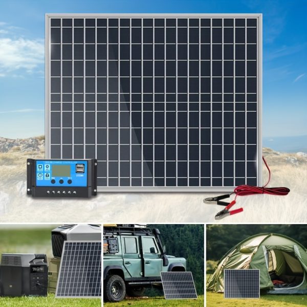 Versatile Solar Panel Kit with 60A/80A/100A Controller - Portable Solar Charging Panel for Power Banks, Camping, Hiking, Vehicles, Boats, Phones, Street Lights, Surveillance, Pet Houses - Removable, No Battery, Other Materials, 12V/18V/24V Output with USB 5V