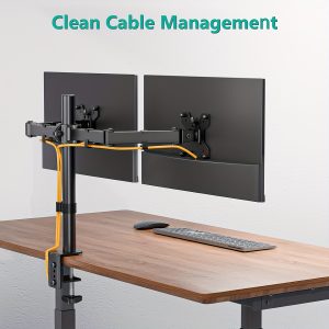 Dual Arm Monitor Stand, Adjustable Aluminum Alloy Desk Mount for 33.02-81.28 cm Displays, Supports up to 9.98KG per Arm, 360° Rotation, Dual Computer Monitor Arm Desk Mount