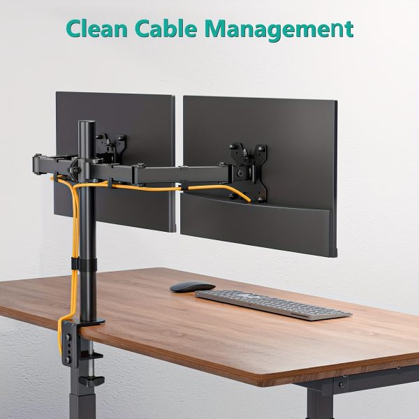 Dual Arm Monitor Stand, Adjustable Aluminum Alloy Desk Mount for 33.02-81.28 cm Displays, Supports up to 9.98KG per Arm, 360° Rotation, Dual Computer Monitor Arm Desk Mount