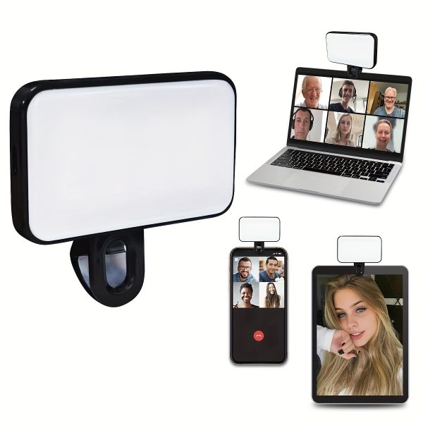 Portable Rechargeable LED Ring Light, 3 Light Modes, USB & Battery Powered, Compatible with Iphone 15/14/13/12/11 Pro Xs, A72/A71/A52/A51, for Phone, Camera, Video, Zoom Meetings, High Power, Clip-On, Adjustable, with Front & Back Clips