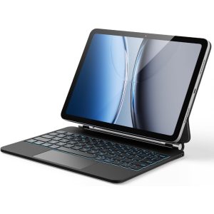 Magnetic Floating Wireless Backlit Keyboard Case for iPad 10th Gen 27.69cm, Faux Leather with Multi-Touch Trackpad, Type-C Port Charging, 2.4W Max Power, Black