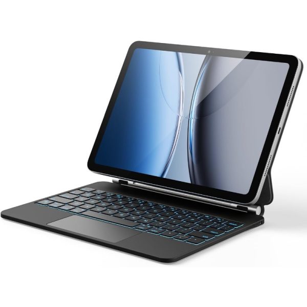 Magnetic Floating Wireless Backlit Keyboard Case for iPad 10th Gen 27.69cm, Faux Leather with Multi-Touch Trackpad, Type-C Port Charging, 2.4W Max Power, Black