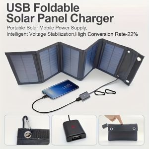 1pc 25W Monocrystalline Silicon Solar Charger, Portable Foldable Panel with Voltage Stabilizer, High-Efficiency 22% Conversion, USB Power Supply for Outdoor Multi-Device Charging