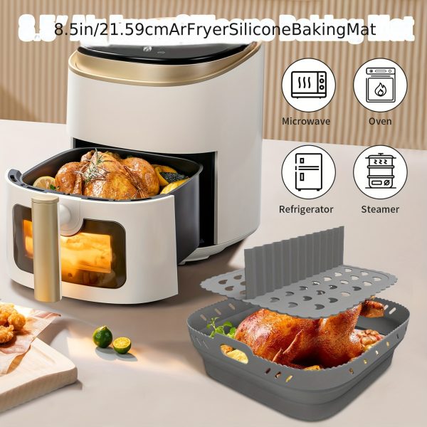 1 Set 8.5-Inch New Air Fryer Special Silicone Baking Mat, High Temperature Resistant, Non-Stick And Easy to Clean, a Must-Have for Kitchen Baking, Healthy And Safe Food Separator