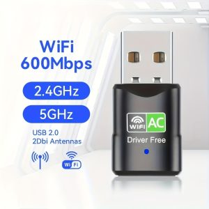 Plug & Play USB WiFi Adapter - 5G Dual-Band 600m Range, Wireless Network Card Receiver/Transmitter, Driver-Free Installation for PCs and Laptops, Compatible with XP/Win7/8/8.1/10/11 Systems