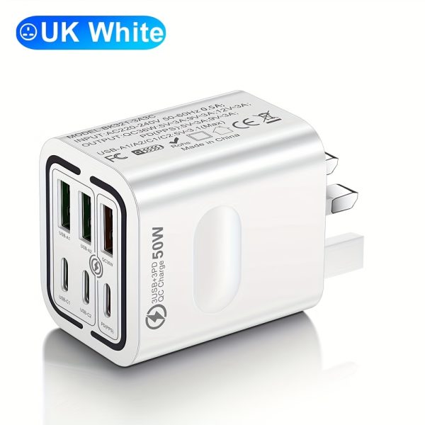 KAXOE 50W Fast Charging Phone Charger Adapter USB C Charger QC 3.0 Multiport USB Phone Portable Charger Travel Charger for iPhone for Samsung