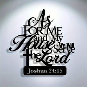 1pc "As for Me and My House We Will Serve the Lord" Metal Wall Art, Inspirational Religious Decor, Vintage Style, Home Decor Plaque, Wall Hanging Sign, Multi-Purpose, No Power Needed