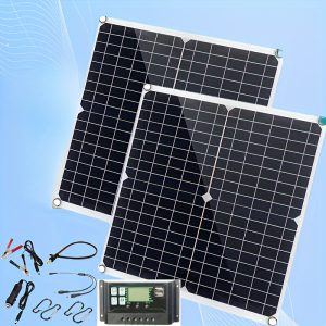 2pcs Monocrystalline Flexible Solar Panel, 40W Dual 12V/5V Solar Charging Panels with Controller, Removable Photovoltaic Module, Magnetic Material