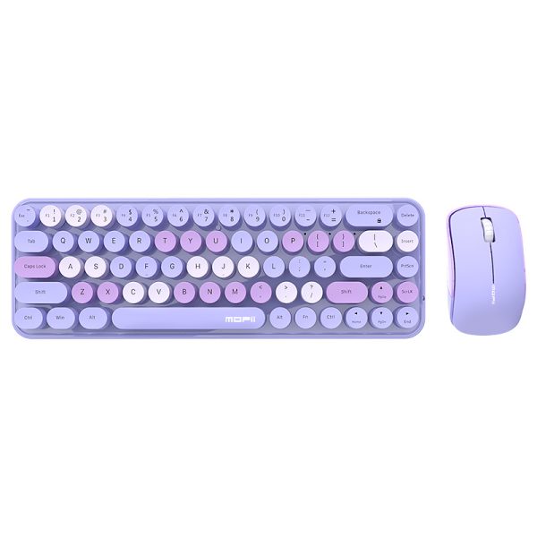 MOFII Slim Wireless Keyboard and Mouse Combo - Pink & White joyful Face Design, Round Keys, Optical Tracking, PC Compatible, Non-Rechargeable AAA Battery Included - Perfect Gift for Birthdays, Valentine's, Halloween, Easter, Boyfriends, Girlfriends, Wireless Keyboard Mouse Combo