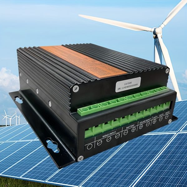 Smaraad Renewable MPPT Wind Solar Hybrid Charge Controller 2000W Wind and 500W Solar Capacity, 12V 24V 48V Compatible with 0-2KW Wind Turbine Generator, LED Display with Dump Load Function, Insulation Material, Hard-Wired Power Supply, Voltage Below 50V