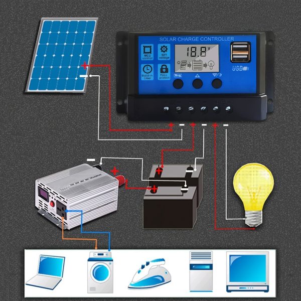 1pc 100A Solar Charge Controller Solar Panel Controller 12V/24V Adjustable LCD Display Solar Panel Battery Regulator With USB Port 10A 20A 30A 40A 50A 60A 70A 80A 90A Solar Panel Controller