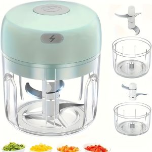 1pc Portable Mini Food Processor, Electric Garlic Mincer with Stainless Steel Blades, USB Rechargeable 1200RPM Wireless Kitchen Blender, Speed Control, Easy Clean, 250ML Capacity, Lithium Battery