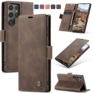 Business Style Retro Frosted Flip Cover High-end Texture Cute Faux Leather Mobile Phone Case for Men and Women Suitable for Samsung Galaxy S25ultra Galaxy S24ultra S23ultra GalaxyS22plus S25 S25plus S21FE Send Boyfriend Gift Girlfriend S24