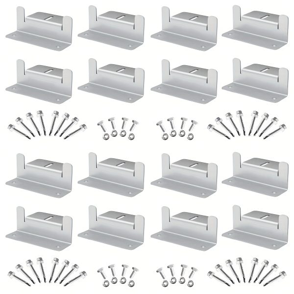 16 Units per Set Solar Panel Mounting Z Brackets, Solar Panel Mounting Brackets Lightweight Aluminum Corrosion-Free for RVs, Trailers, Boats, Yachts, Wall and Other Off Gird Roof