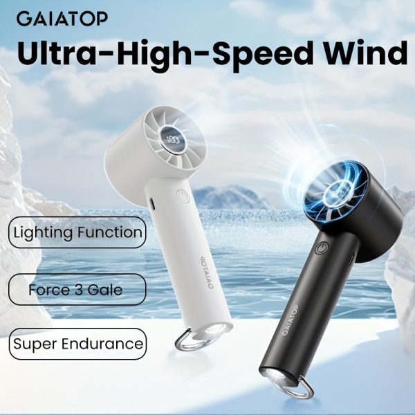 Gaiatop Compact Mini Fan, USB Rechargeable Featuring LED Screen And Flashlight, 3 Speed Settings, Small Personal Desktop Handheld Fan Suitable for Both Women And Men, Ideal for Indoor/Outdoor Travel