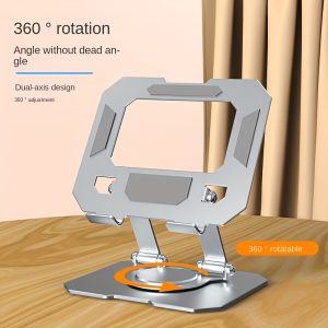 Maerknon Aluminum Alloy Tablet Stand with 360° Rotation, Adjustable Dual-Axis Design & Stable Base for Desk Use - Comfortable Viewing Angles for Mobile Phones & Tablets, Tablet Desk Stand | Sleek Metallic Finish | Aluminum Alloy Stand, Tablet Holder Stand
