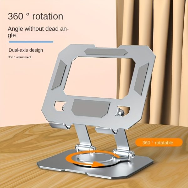 Maerknon Aluminum Alloy Tablet Stand with 360° Rotation, Adjustable Dual-Axis Design & Stable Base for Desk Use - Comfortable Viewing Angles for Mobile Phones & Tablets, Tablet Desk Stand | Sleek Metallic Finish | Aluminum Alloy Stand, Tablet Holder Stand