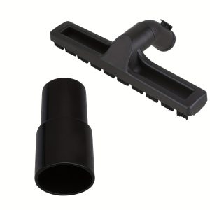 Vacuum Cleaner Floor Brush with Wheels and Adapter, Universal 32mm Inner Diameter, Black Plastic - Includes 35mm to 32mm Hose Connector, Rotatable 360 Degree Wheel, Scratch-Resistant, Durable Construction, Non-Electric, Non-Wireless