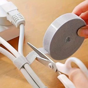 1 Roll - 300cm Black Nylon Cable Organizer Strap, Durable Hook and Loop Cord Winder for Efficient Cable Management in Home, Travel & Outdoor Use