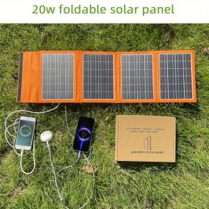 20W Foldable Solar Panel Charger, Single Crystal Silicon, Fast Charging, Portable Dual USB Solar Energy Pack for Mobile Phones, Detachable Photovoltaic Module, No Battery, Solar Power Supply