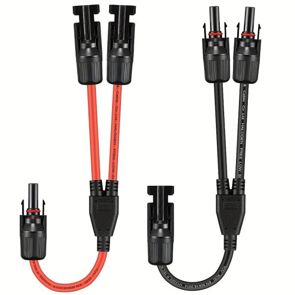 A Set of Solar Y Branch Connectors That Allows One to Connect Two Solar Panels in Parallel, Including a Wire Plug Tool Kit.