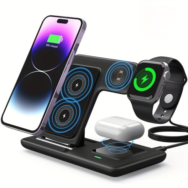 3 In 1 folding Wireless Charger Stand Dock For Apple Watch Ultra 8 7 6 5 4 3 2 SE Airpods Pro 2 Pro 3 2 Multiple Devices Fast Charging Station For IPhone 14 13 11 And Earlier Series
