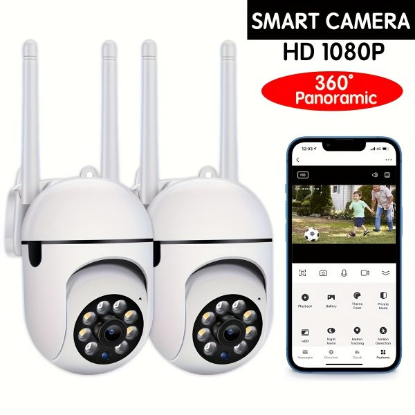 Security Camera With Color Night Vision, HD Indoor/Outdoor Video Camera, 2-Way Audio Camera, Pan/Tilt/Zoom Wi-Fi Smart Home Security Camera With Motion Tracking