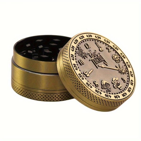 1-Piece Vintage Alloy Herb Grinder - Manual Spice Crusher with High-Relief Decorative Pattern - Classic Non-Electric Ordinary Cigarette Box for Kitchen & Collectibles