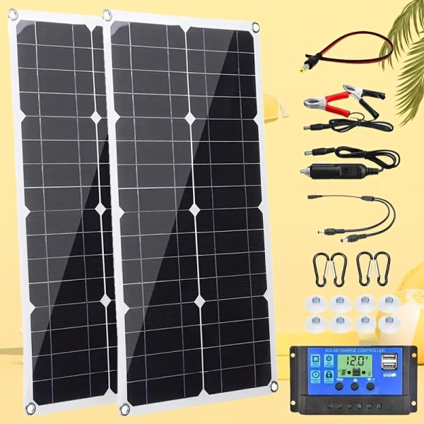 2pcs Solar Panel Kit 30W 5V 12V 18V USB With/without 60A Controller Solar Cells For Car Yacht RV Boat Mobile Phone Portable Battery