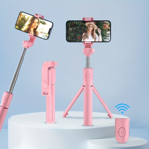 Wireless Remote Selfie Stick Tripod, Stainless Steel Extendable Phone Holder Stand, Live Streaming Bracket with Remote Control for Smartphones
