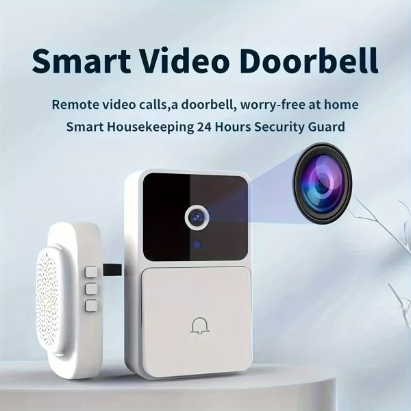 For Smart WiFi Doorbell Camera Plus - Wireless, with Night Vision, Two-Way Audio, Photo & Video Recording, App Control, Voice Changer, Wide Angle Lens, Rechargeable Battery, USB Powered, Wall Mount - White