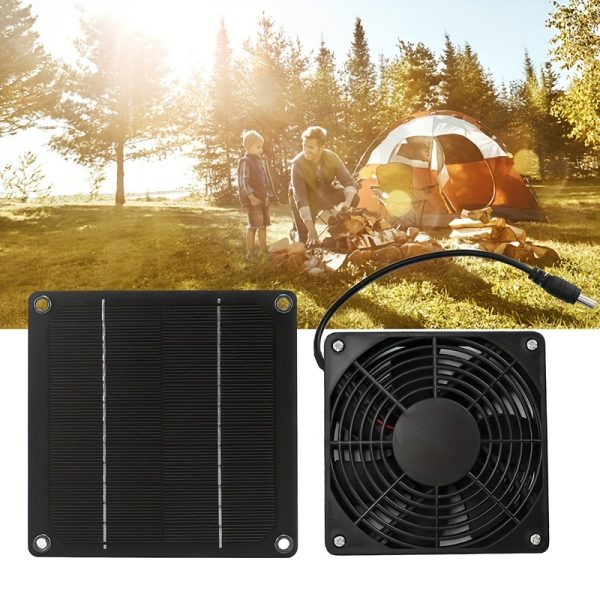 5W Solar Panel Fan Kit with 43.4CFM Airflow, Portable Solar Charging Fan for Chicken Coop, Effective Cooling Protection, Easy Installation, Magnetic Material, Detachable Solar Panel - No Battery Required