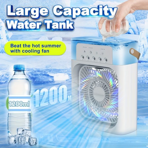 OURLIFE Large Capacity Water Tank Air Cooler Fan - 5-Speed, USB Power, No Battery Needed, Ideal for Home Use, Perfect Gift for Birthdays & Christmas, Summer Cooling Solution|Modern Aesthetic|Durable Plastic Construction, Cooling Fan