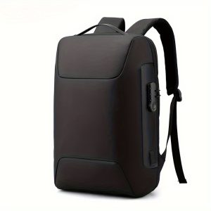 Anti-Theft Nylon Backpack for Men, Business Travel Laptop Bag, Fits 39.62-40.64 cm Computers, Casual Fashion, Polyamide Black