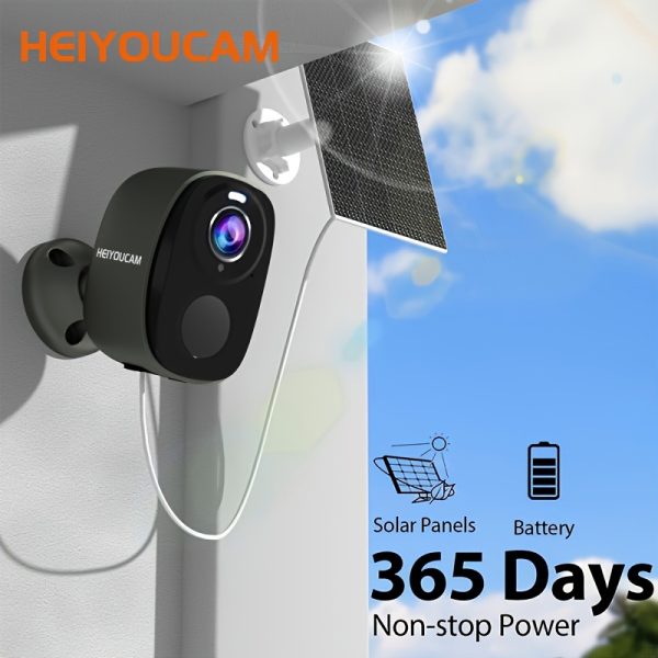 HEIYOUCAM 1 Set Solar Battery Security Camera Wireless Outdoor, 3MP Night Vision with Spotlight, Wire-Free Battery Solar Powered, Human Detection, with Solar Panel, PIR Human Detection, 2-Way Talk,, SD Card/Cloud Storage, Security Cameras Wireless Outdoor, Flood Light Solar Cameras for Home Security, black.