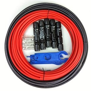 Solar Panel System Extension Cable Set, 12AWG Red & Black, 5m/10m, with 5 Pairs MC-4 Connectors, Outdoor Generator and Portable Power Supply, Solar and Wind Energy Parts and Accessories, Conductive Material, Hardwired, Voltage Range 50V and Below, Battery Not Included