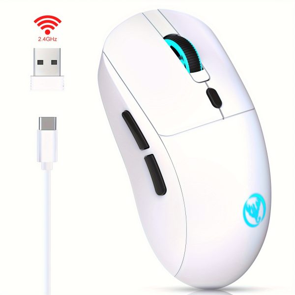New USB Wireless Mouse with Colorful Lights 2.4G Photoelectric Mouse, Rechargeable and Plug-and-Play for Home Office Use, Desktop Enhancement | Sleek Finish | Ergonomic Design