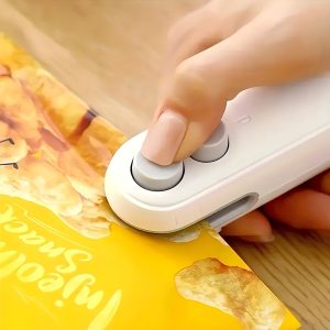 1pc Mini Bag Sealer with Cutter & Magnetic Suction - Rechargeable Handheld Heat Sealer for Freshness, USB-Powered Kitchen Gadget for Snacks and Food Storage, Portable Sealer | Compact Sealer | Smooth White Plastic