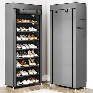 Multifunctional 6/8/10-layer shoe organizer with dust cover - Easy to assemble, portable storage, suitable for 27-35 pairs of sneakers, high heels and boots - Ideal choice for home